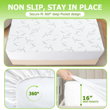 Lux Decor Bamboo Mattress Protector Waterproof Fitted