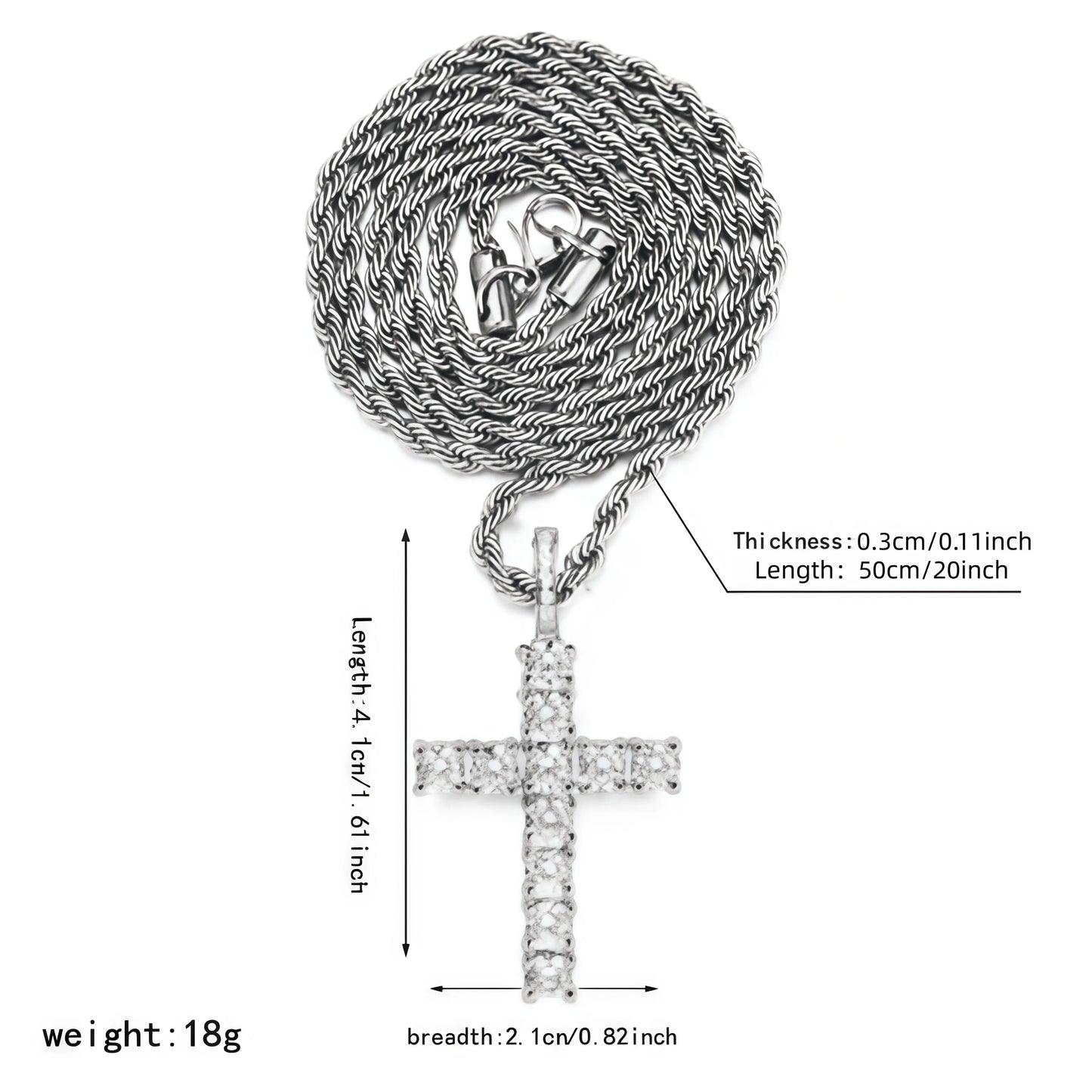 Iced Out Crystal Zircon Cross Pendant Necklace