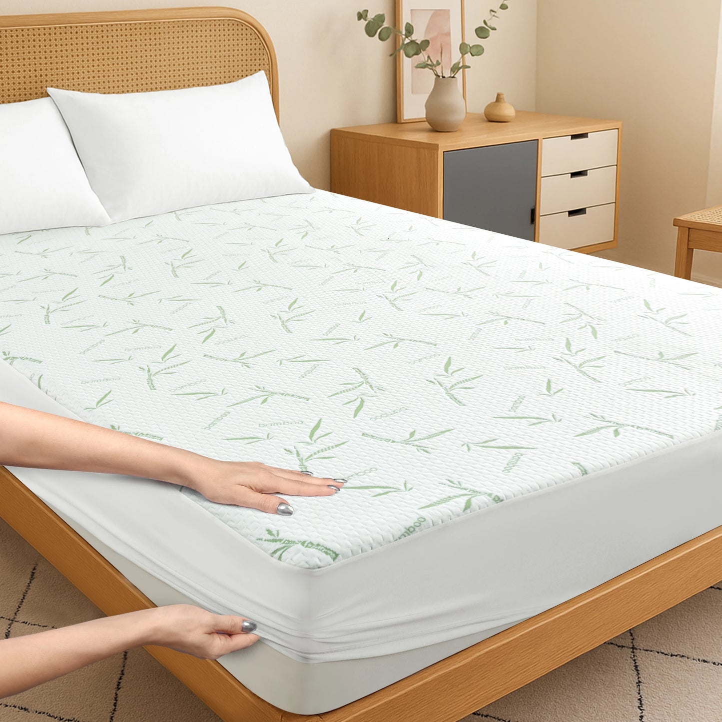 Lux Decor Bamboo Mattress Protector Waterproof Fitted