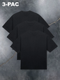 3 Piece Black Cotton Short Sleeve Men's T Shirt Set