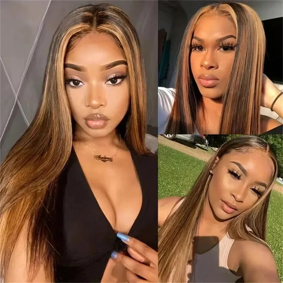 Highlight Bone Straight Lace Front Human Hair