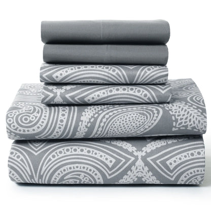 Lux Decor 6Pc Paisley Sheet Set – Soft Microfiber, Wrinkle-Free, Luxurious Printed Bed Sheets