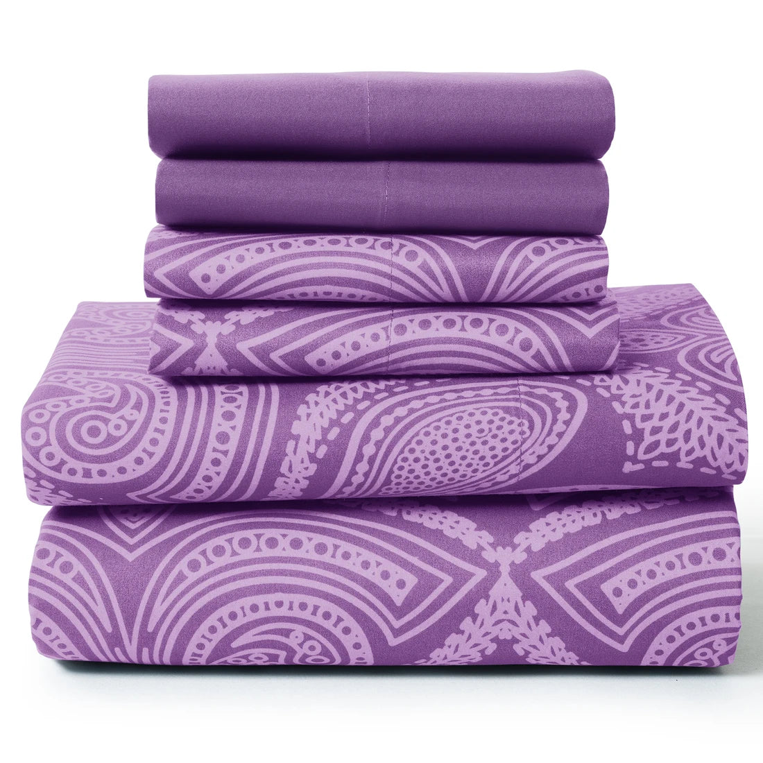 Lux Decor 6Pc Paisley Sheet Set – Soft Microfiber, Wrinkle-Free, Luxurious Printed Bed Sheets