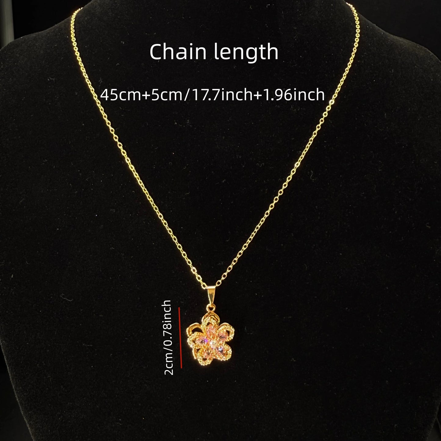 Luxury Spin Zircon Flower Pendant Necklace Women