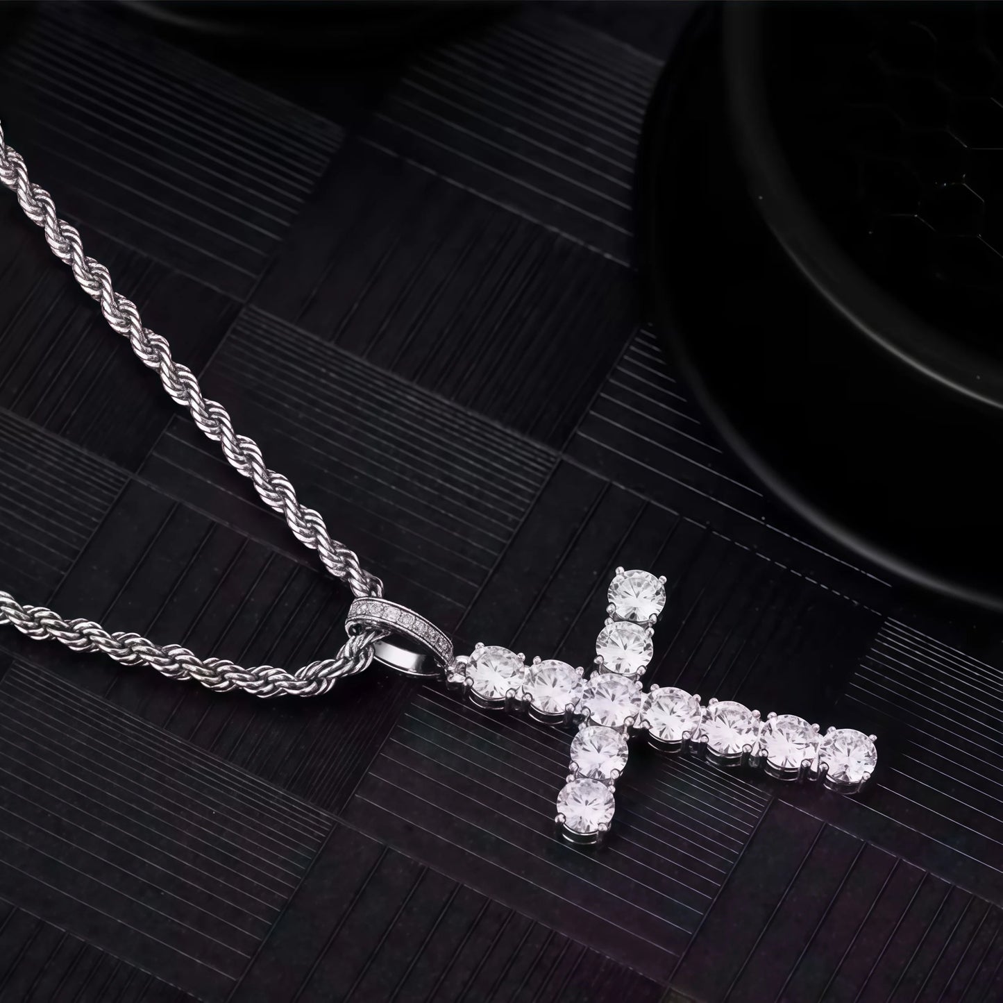 Iced Out Crystal Zircon Cross Pendant Necklace