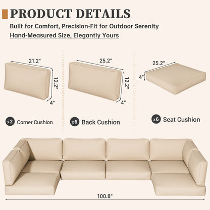 14 Piece Sofa Cushion Set High Density Foam Waterproof