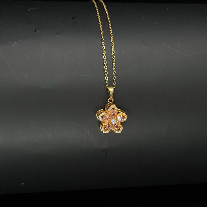 Luxury Spin Zircon Flower Pendant Necklace Women
