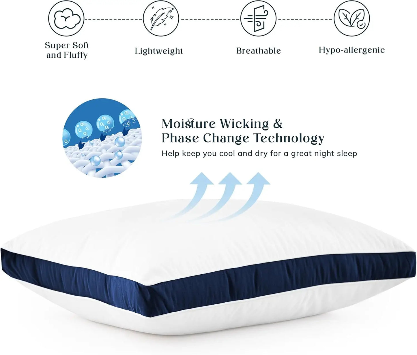 Lux Décor Bed Pillows- Set of 2 - Hotel Quality