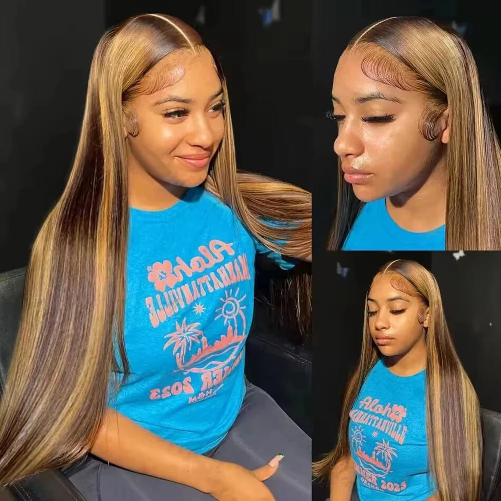 Highlight Bone Straight Lace Front Human Hair
