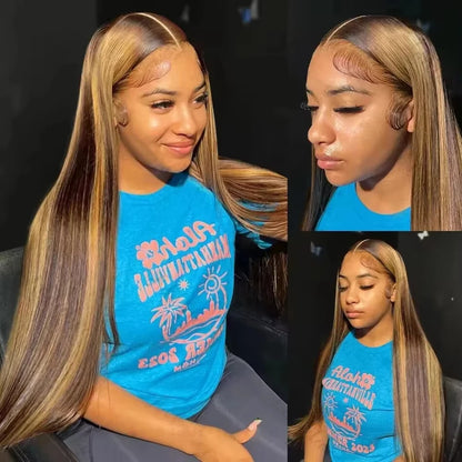Highlight Bone Straight Lace Front Human Hair