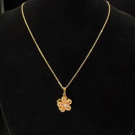 Luxury Spin Zircon Flower Pendant Necklace Women
