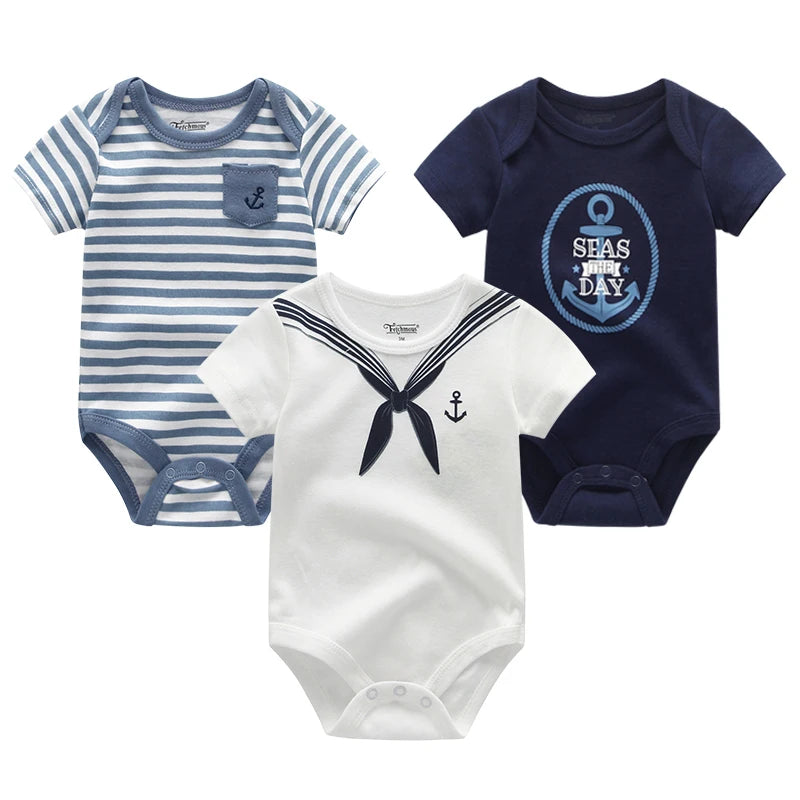 3 Pcs Baby Boy Jumpsuits, Bodysuit 100%Cotton