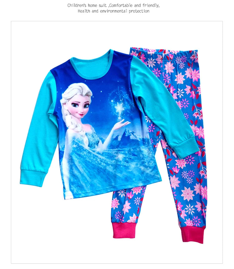 Princess Anna Elsa Cartoon Long Sleeve Pajamas