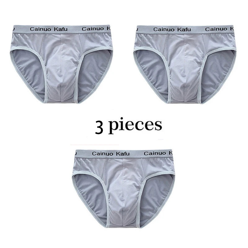 3Pcs Silk  Men's Briefs Bamboo Fiber Bodysuit Comfortable