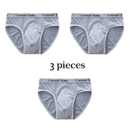 3Pcs Silk  Men's Briefs Bamboo Fiber Bodysuit Comfortable