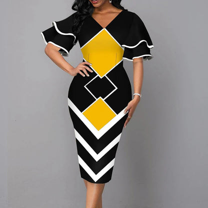 Fashion Elegant V Neck Short Sleeve Sexy Lady