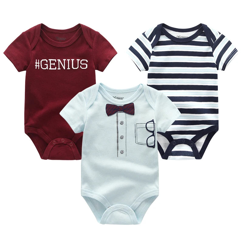 3 Pcs Baby Boy Jumpsuits, Bodysuit 100%Cotton