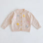 Girls Solid Color Knitted Cardigan Long Sleeves