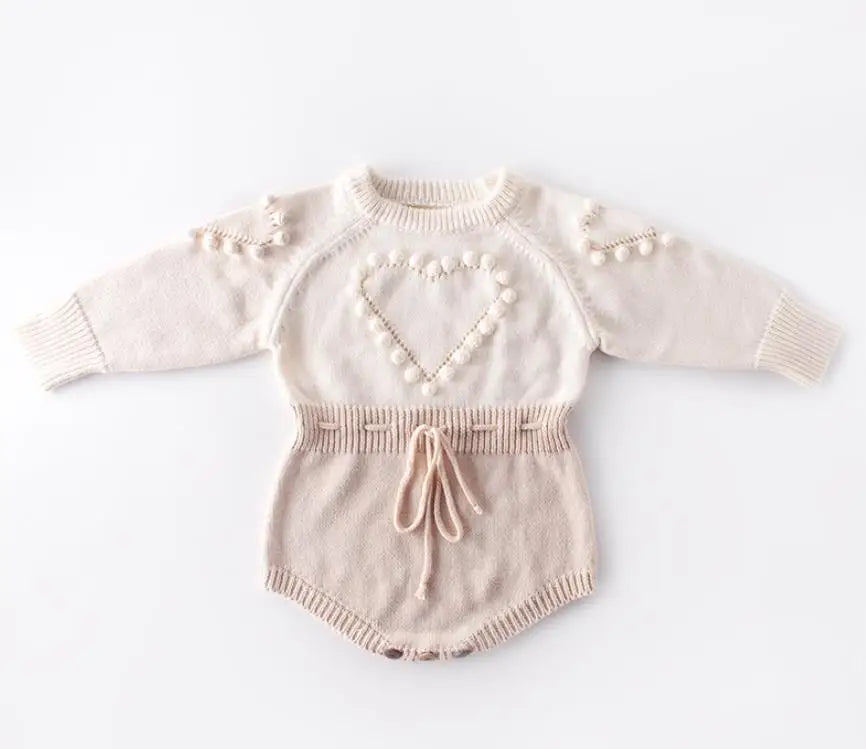 Baby Girls Knitted Bodysuit Long Sleeve Ruffled