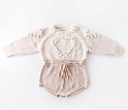 Baby Girls Knitted Bodysuit Long Sleeve Ruffled