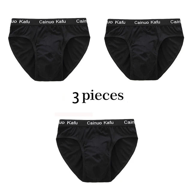 3Pcs Silk  Men's Briefs Bamboo Fiber Bodysuit Comfortable