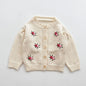 Girls Solid Color Knitted Cardigan Long Sleeves