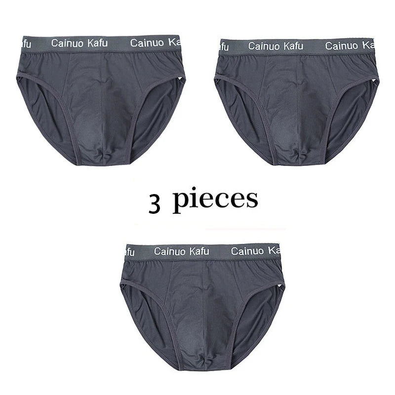 3Pcs Silk  Men's Briefs Bamboo Fiber Bodysuit Comfortable