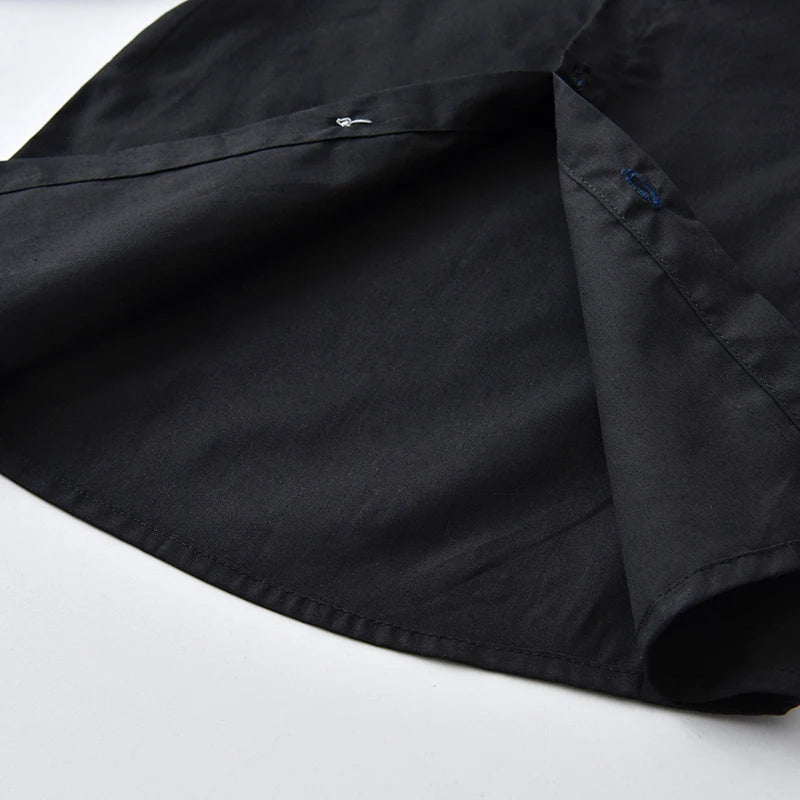 Black Long Sleeve Lapel Cardigan Shirt Casua