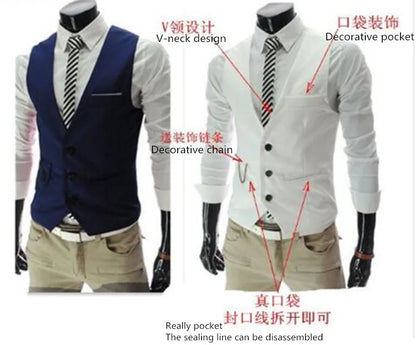Men Dress Vest Slim Fit Casual Sleeveless