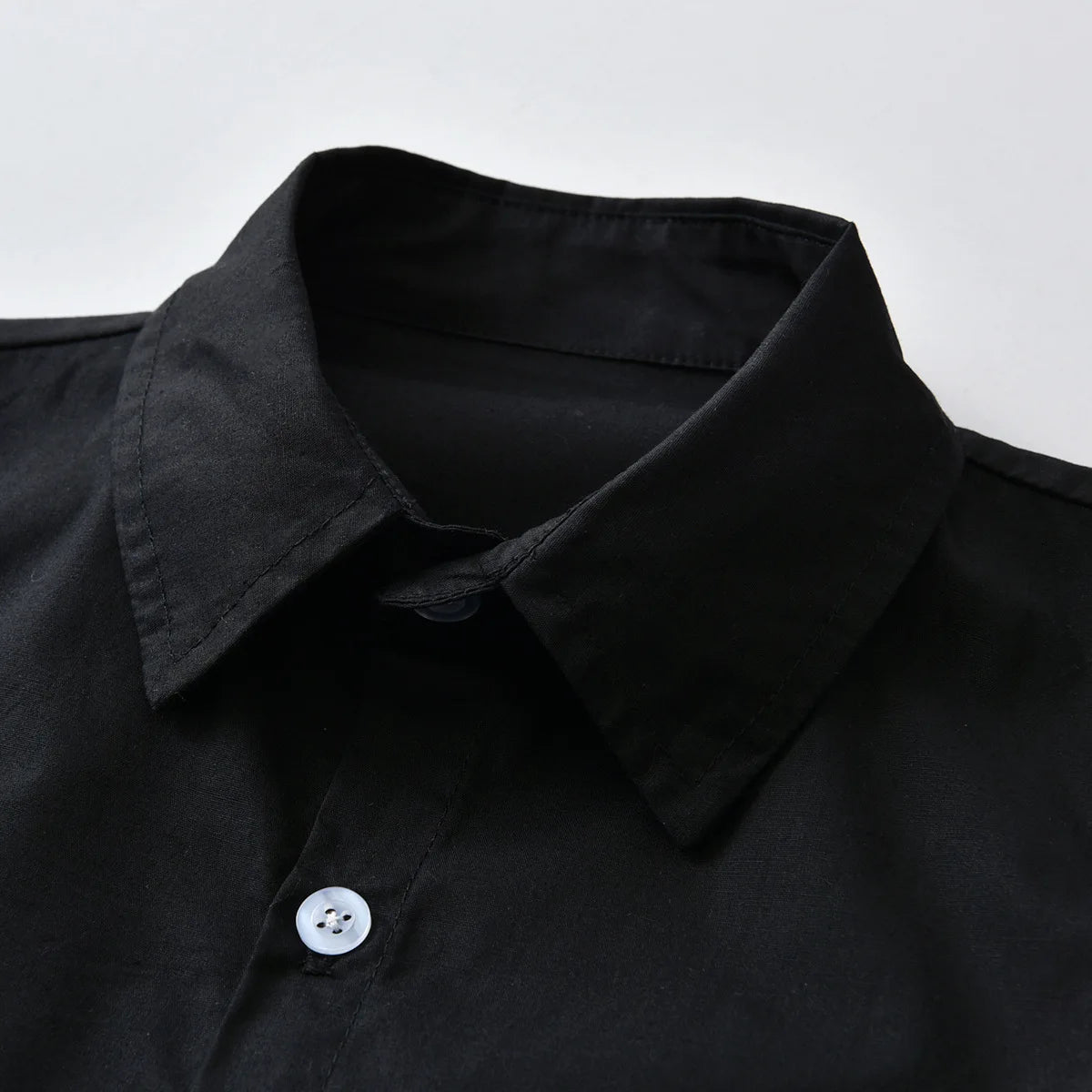 Black Long Sleeve Lapel Cardigan Shirt Casua