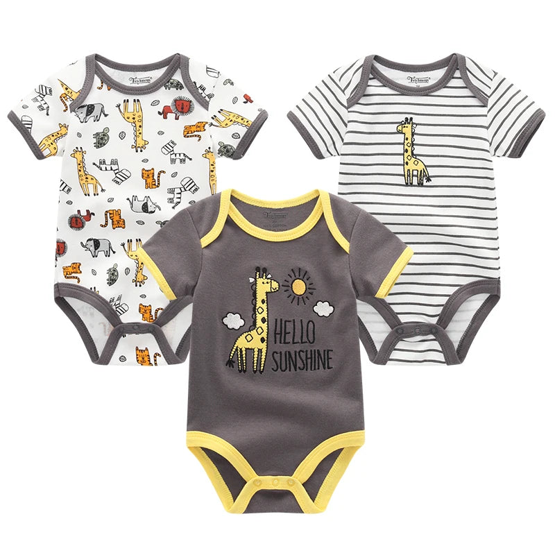 3 Pcs Baby Boy Jumpsuits, Bodysuit 100%Cotton