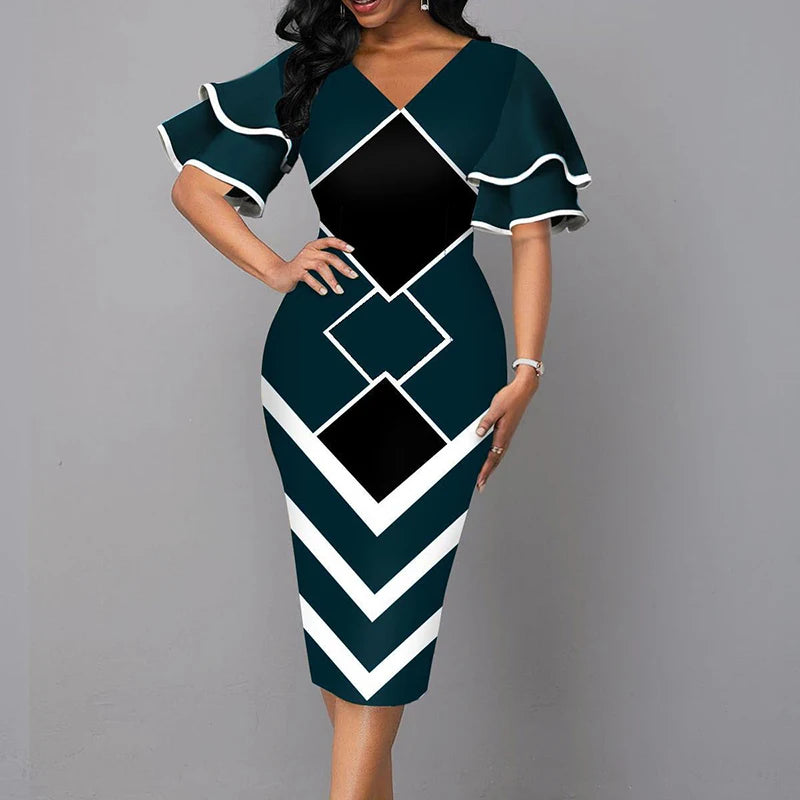 Fashion Elegant V Neck Short Sleeve Sexy Lady