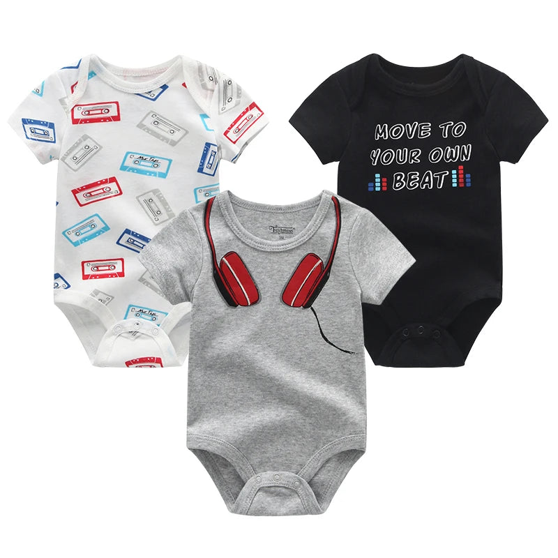 3 Pcs Baby Boy Jumpsuits, Bodysuit 100%Cotton