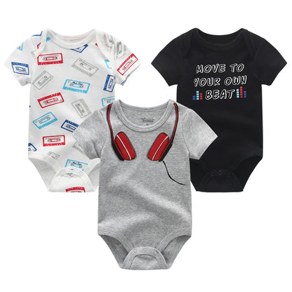 3 Pcs Baby Boy Jumpsuits, Bodysuit 100%Cotton