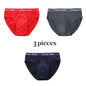 3Pcs Silk  Men's Briefs Bamboo Fiber Bodysuit Comfortable