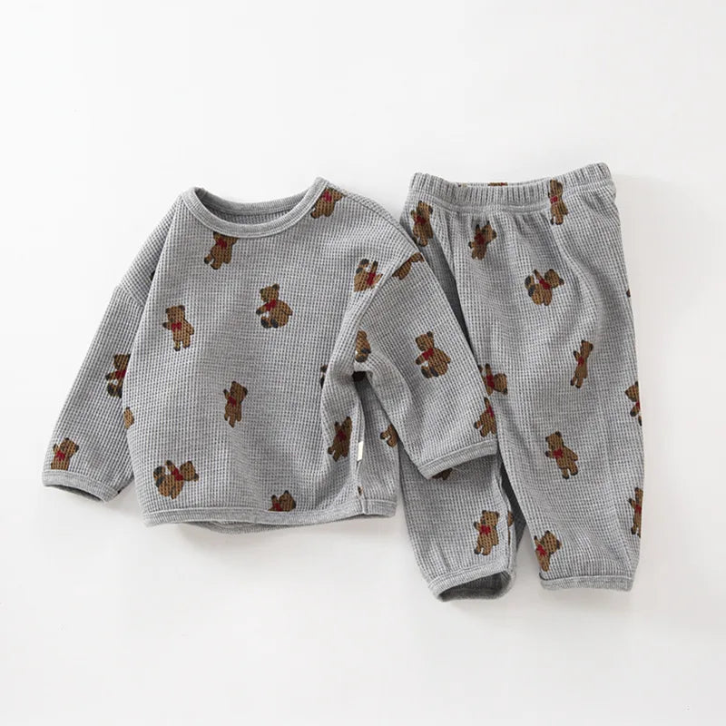 Newborn Boys Round Neck Fashion Waffle Suit