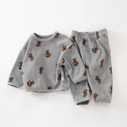 Newborn Boys Round Neck Fashion Waffle Suit