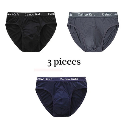 3Pcs Silk  Men's Briefs Bamboo Fiber Bodysuit Comfortable