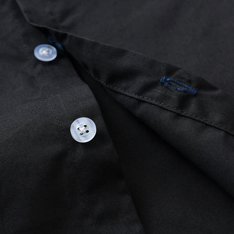 Black Long Sleeve Lapel Cardigan Shirt Casua