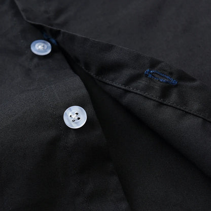 Black Long Sleeve Lapel Cardigan Shirt Casua