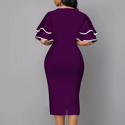 Fashion Elegant V Neck Short Sleeve Sexy Lady