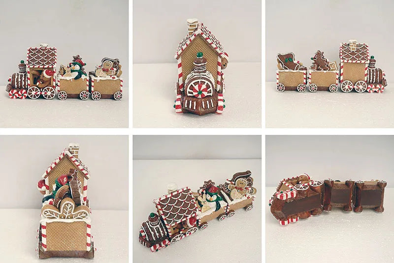 Train Christmas Resin Statue Home Decor Sculpture