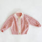 Girls Solid Color Knitted Cardigan Long Sleeves
