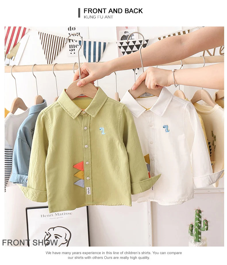Cotton Long Sleeved Casual Cartoon Dinosaur