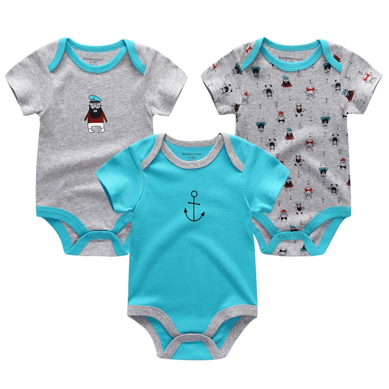 3 Pcs Baby Boy Jumpsuits, Bodysuit 100%Cotton