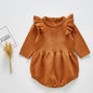 Baby Girls Knitted Bodysuit Long Sleeve Ruffled