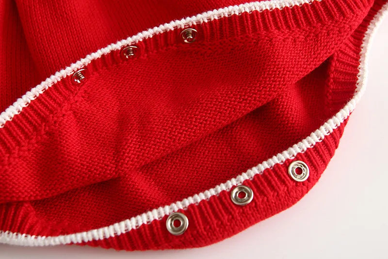 Baby Girls Knitting Romper Red Fashion