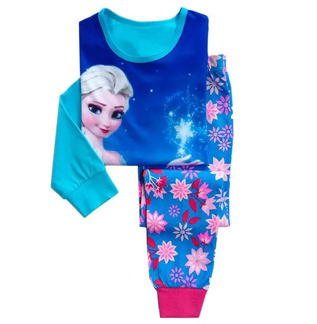 Princess Anna Elsa Cartoon Long Sleeve Pajamas