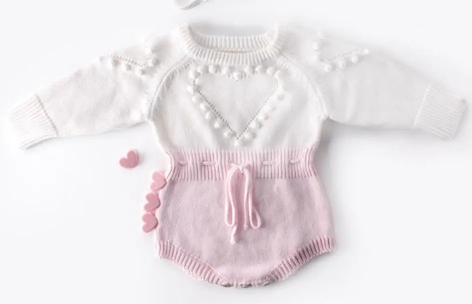 Baby Girls Knitted Bodysuit Long Sleeve Ruffled