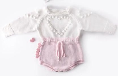 Baby Girls Knitted Bodysuit Long Sleeve Ruffled